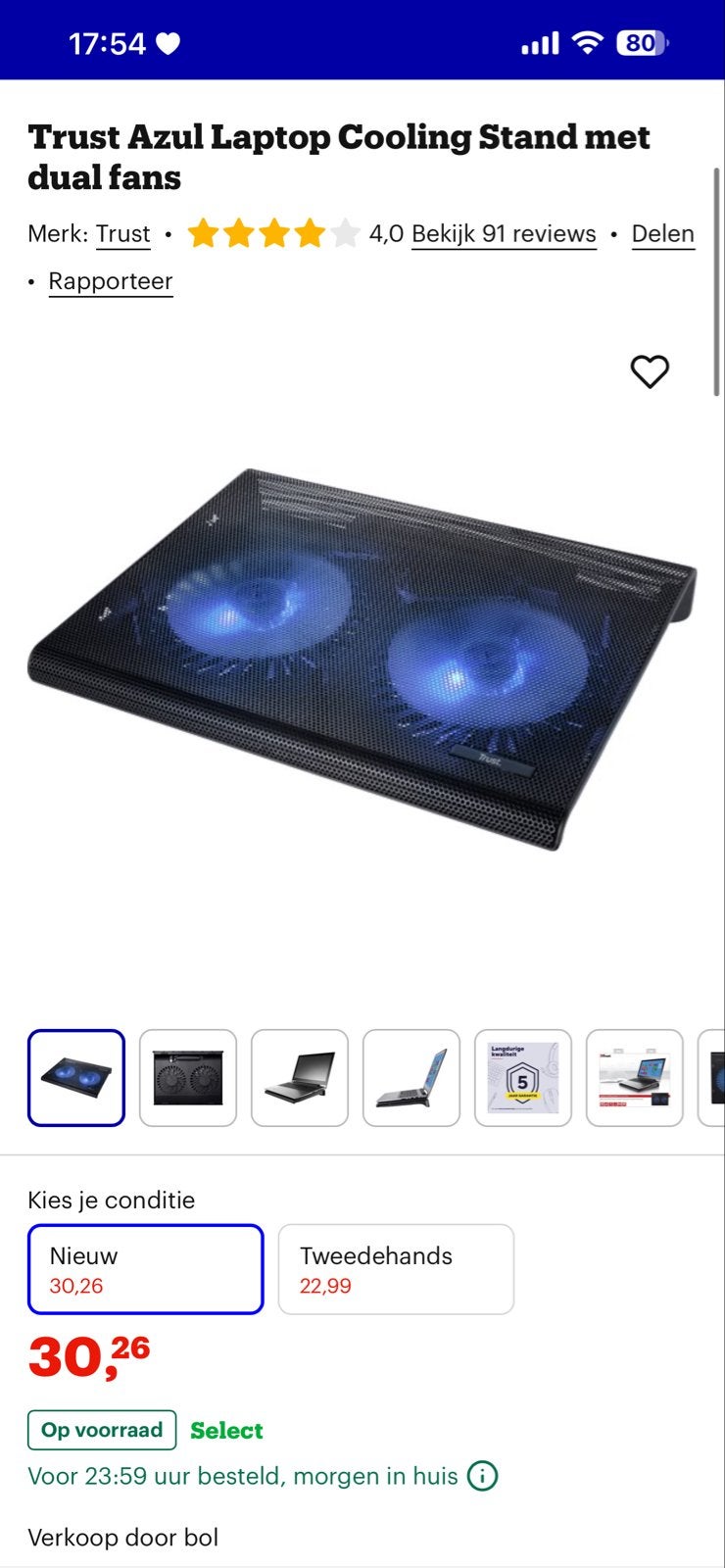 Trust Azul Laptop koeler met extra laptophouder laptopstand, Computers en Software, Ophalen of Verzenden, Gebruikt, In hoogte verstelbaar