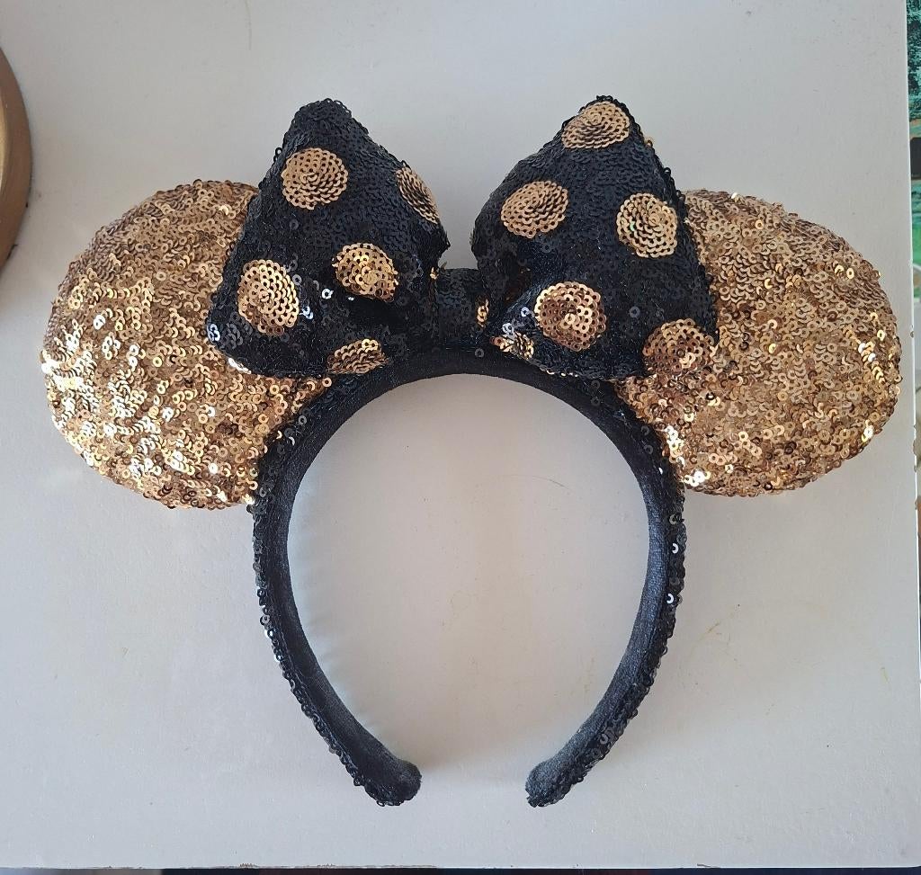 Nieuw- Minnie Mouse ears ( zwart goud pailletten), Verzamelen, Disney, Ophalen of Verzenden, Overige figuren, Nieuw, Overige typen