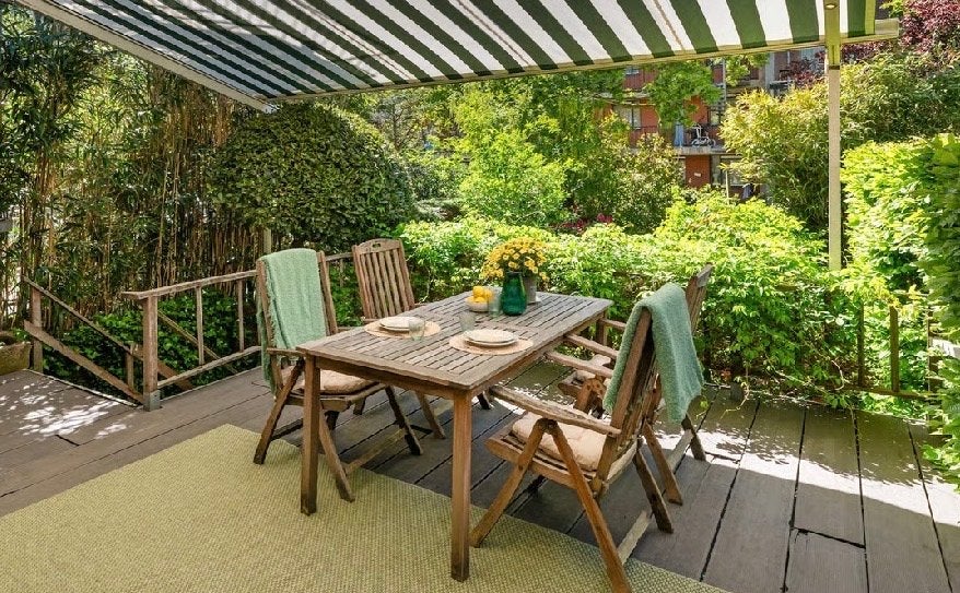 Windsor houten tuinset - opknappertje, Ophalen, 4 zitplaatsen, Gebruikt, Eettafel