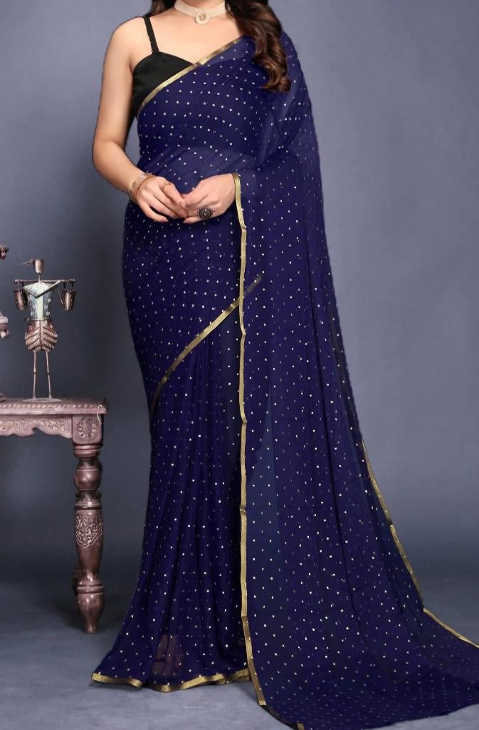 saree/sari, Maat 38/40 (M), Overige typen, Blauw, Nieuw