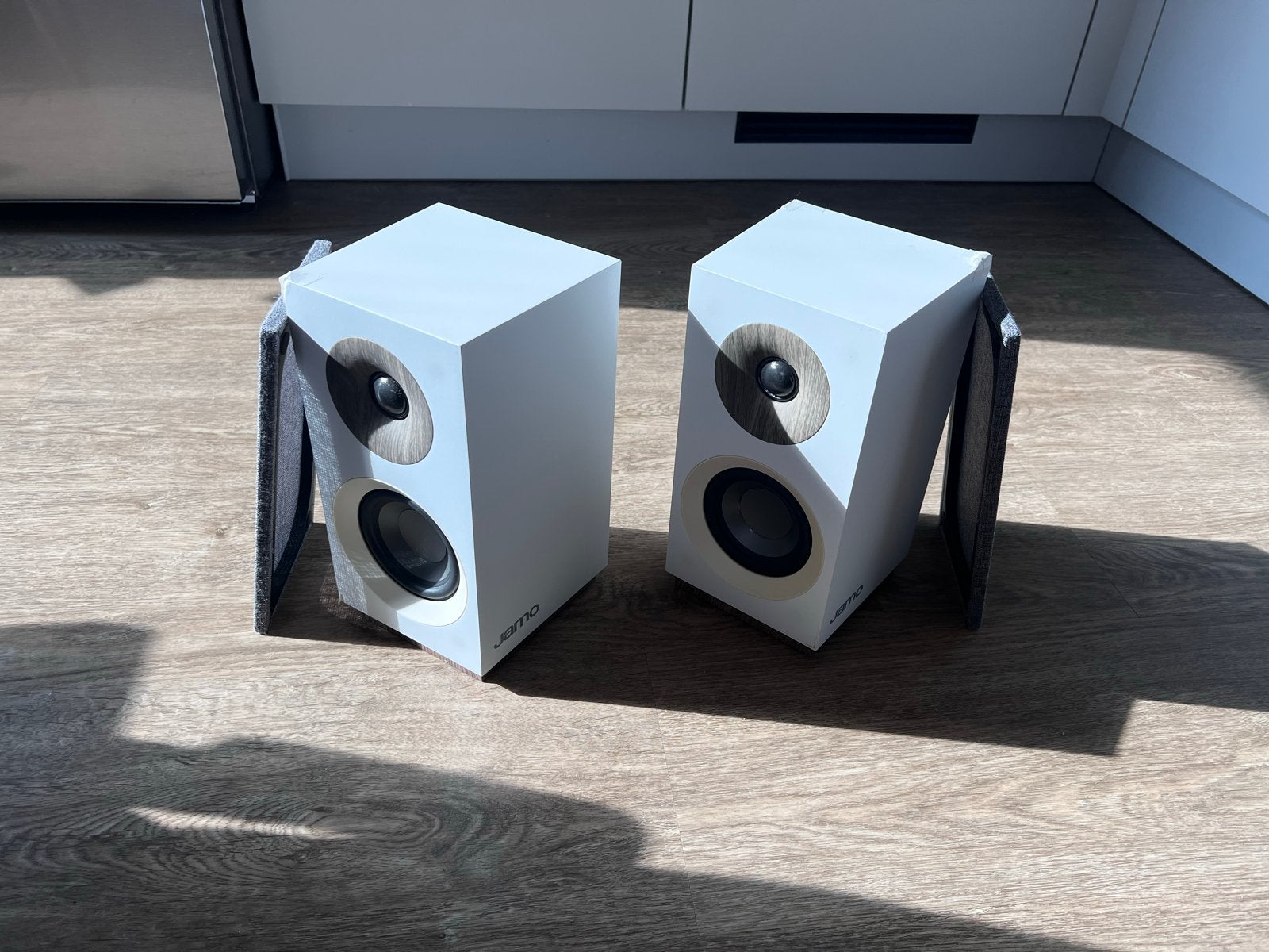 Jamo S 801 boekenplank luidsprekers - Wit, Gebruikt, Ophalen of Verzenden, Geschikt voor surround/home cinema, Boekenplank luidspreker