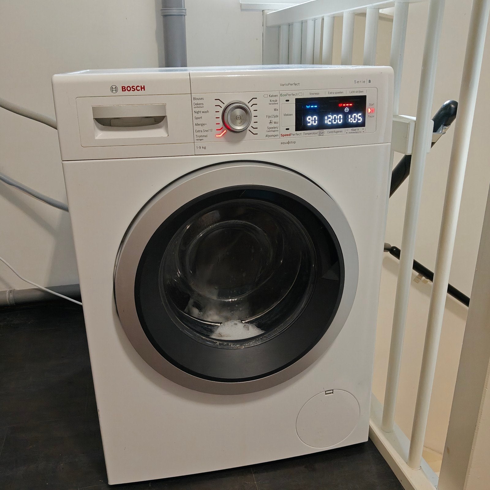 Bosch WAW28542NL Serie 8 Wasmachine A+++ 9kg 1400 toeren, Ophalen, 1200 tot 1600 toeren, Gebruikt, 8 tot 10 kg