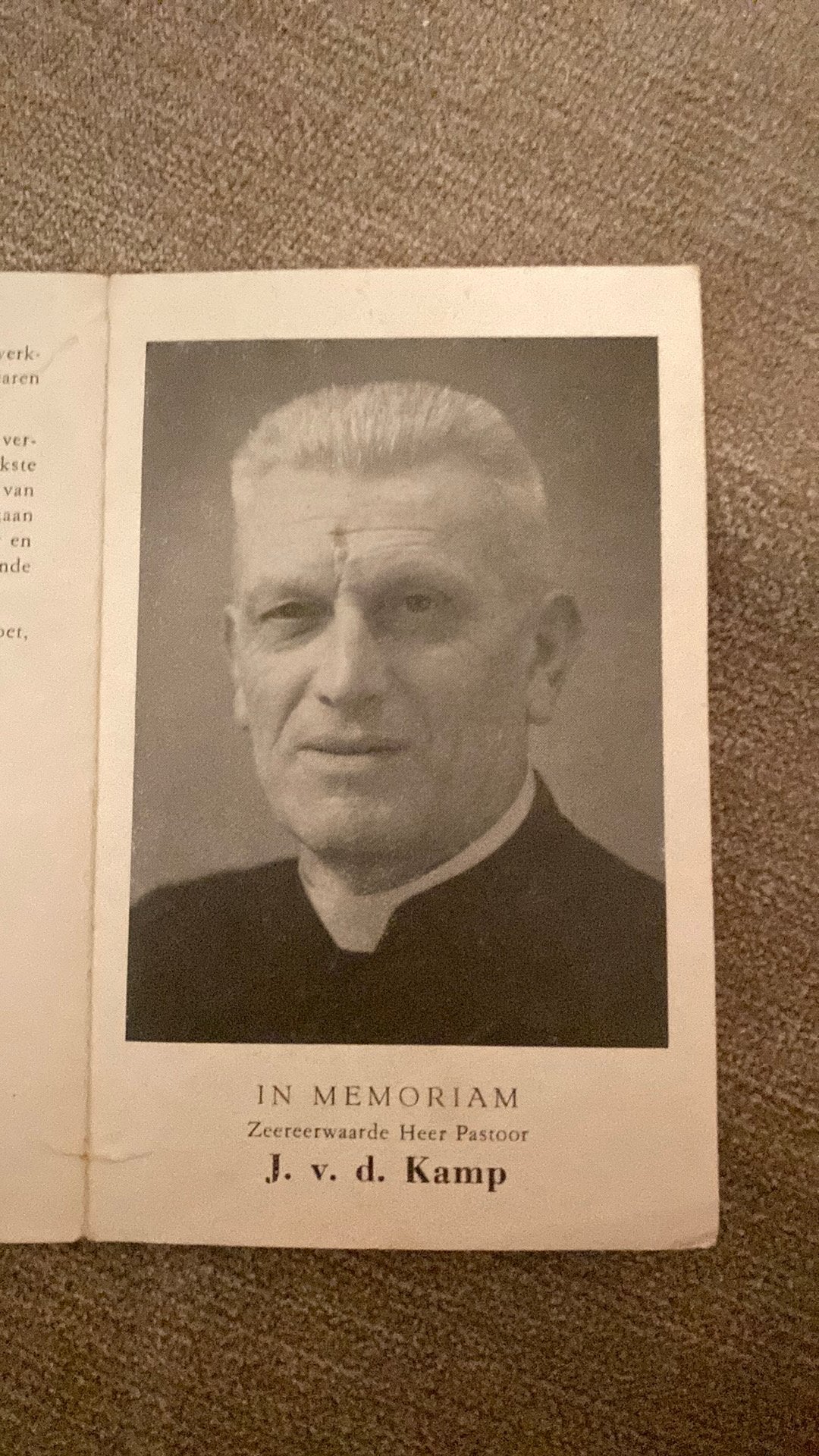 pastoor J vd Kamp 1887 Gemert 1960 Haps, Ophalen of Verzenden