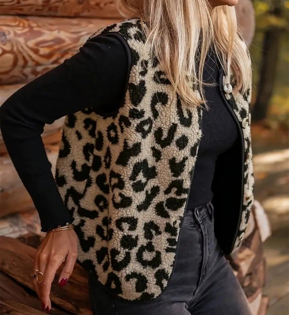 Leopard print gilet vestje maat M, Ophalen of Verzenden, Nieuw, Maat 38/40 (M), Bruin
