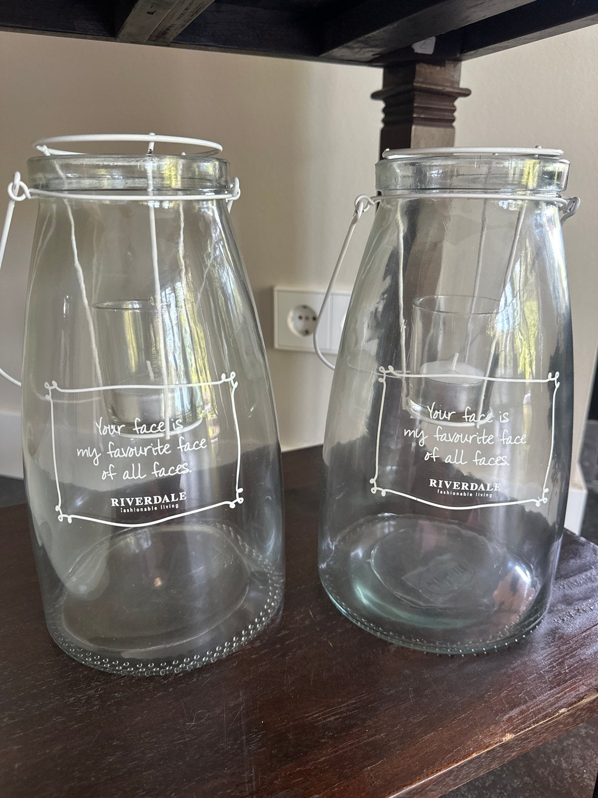 Riverdale Windlichten Set - 'Your Face' Tekst, Ophalen, Gebruikt, Glas, Windlicht