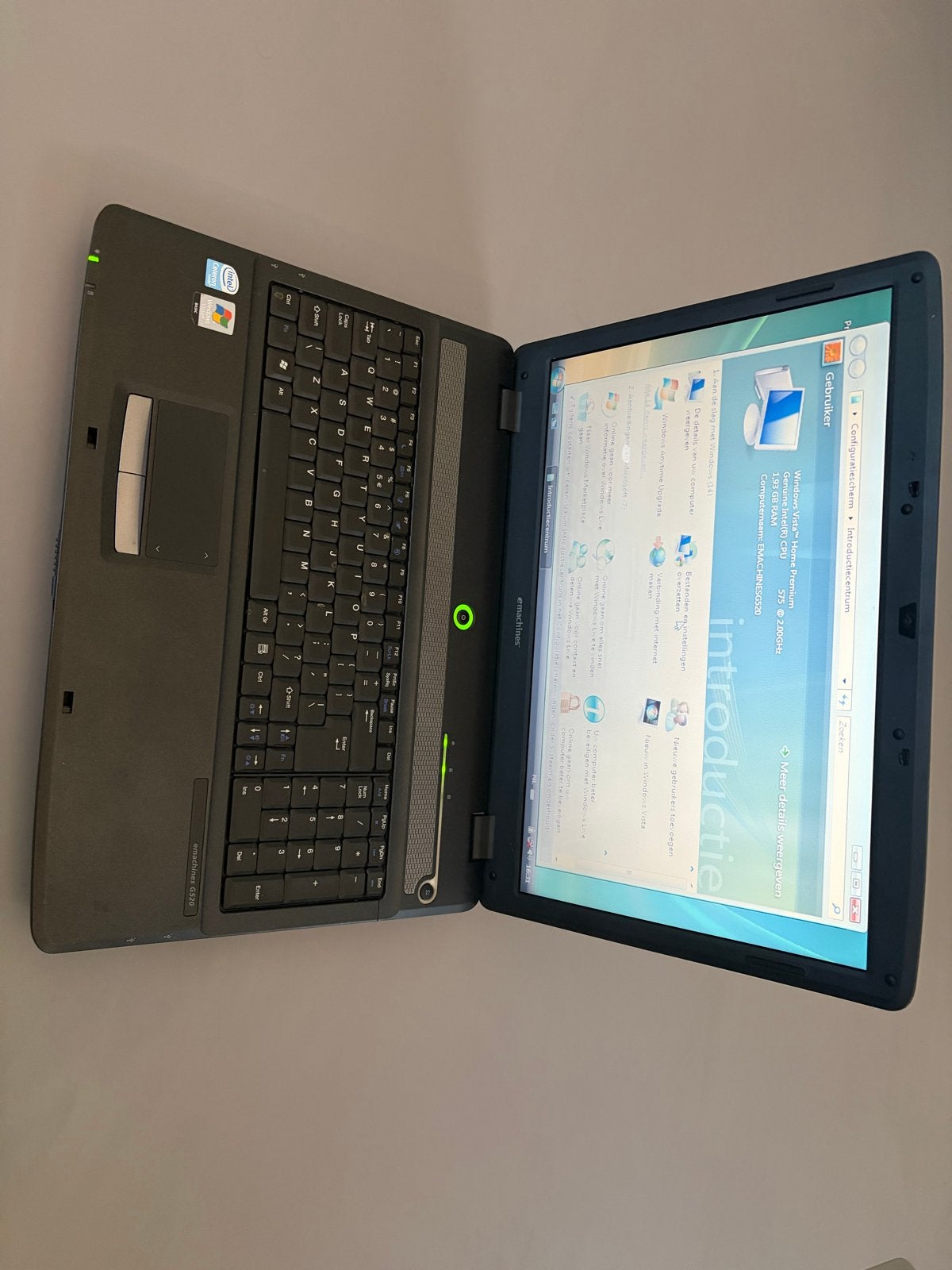 eMachines G520 Laptop - Windows Vista - Inclusief tas, Ophalen, Gebruikt, HDD, Minder dan 4 GB
