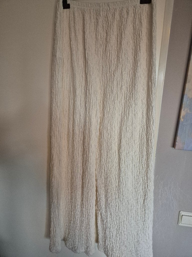 Echt heel lange crinklestof broek 42/52, Wit, Maat 46/48 (XL) of groter, Ophalen of Verzenden, Zo goed als nieuw