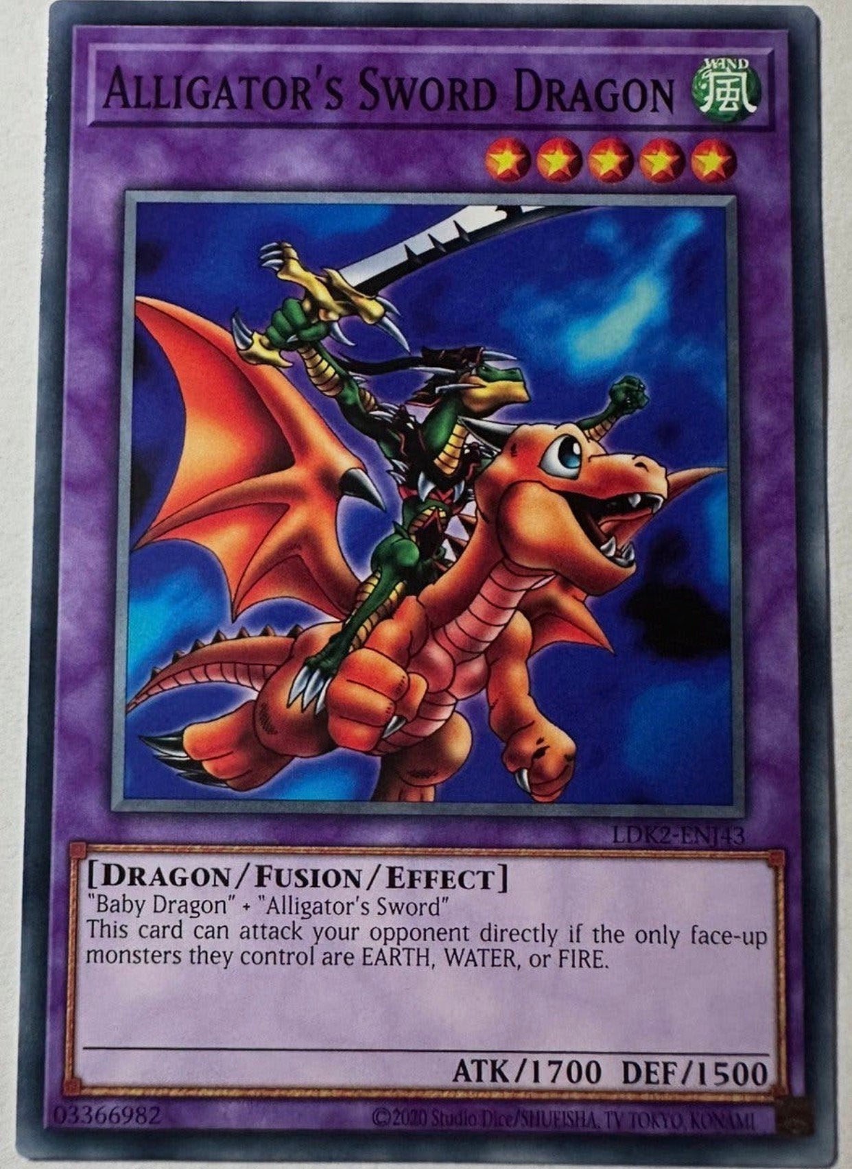 Yu-Gi-Oh! Alligator’s Sword Dragon Legendary Print !, Hobby en Vrije tijd, Ophalen of Verzenden, Zo goed als nieuw, Losse kaart