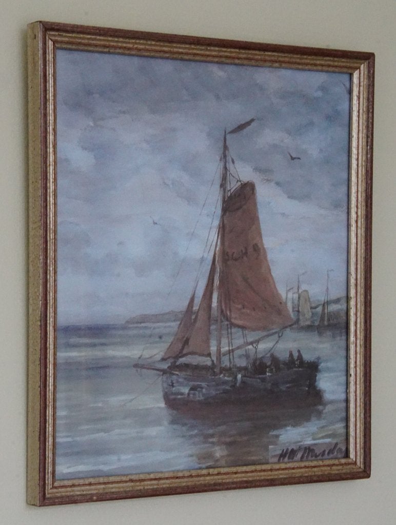 Hendrik Willem Mesdag Voor Anker Poster, Maritiem / water, Overige technieken, Ophalen of Verzenden, Papier