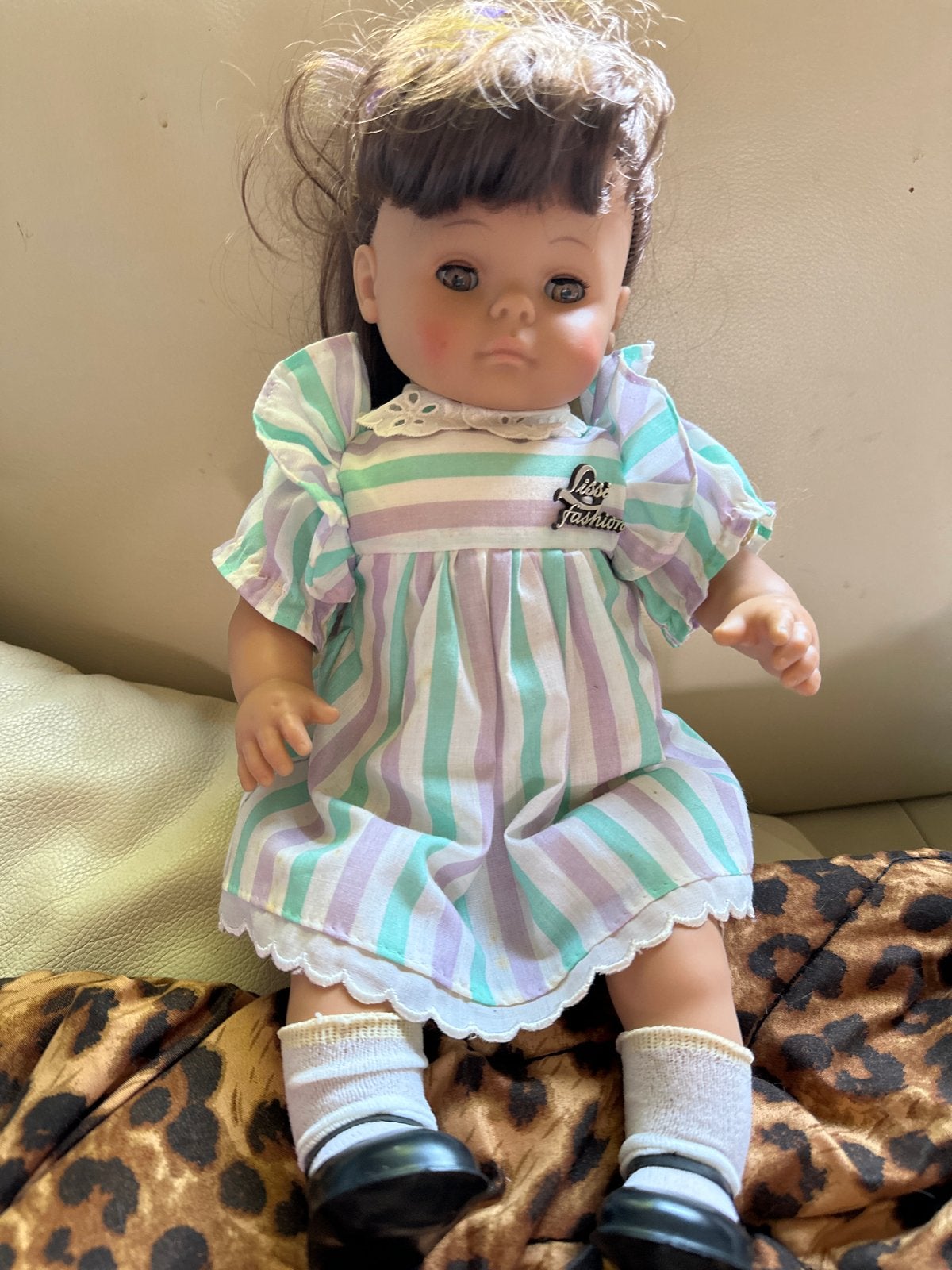 Lissi Fashion Babypop met gestreepte jurk en schoentjes, Ophalen, Gebruikt, Babypop