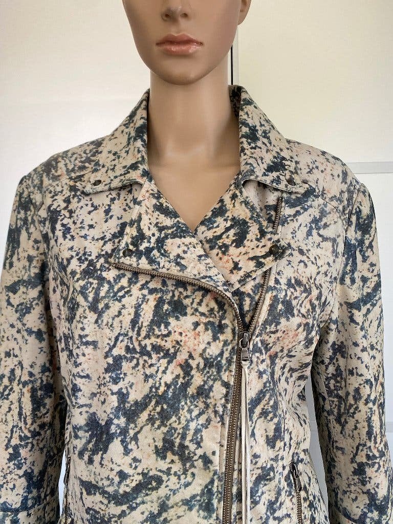 K220 Guess maat M=38 echt-lams-leren jasje biker leer jas, Maat 38/40 (M), Guess, Beige, Ophalen of Verzenden