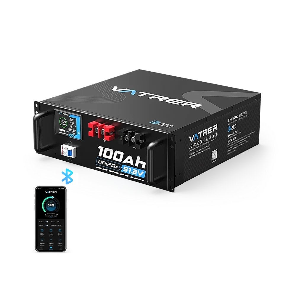 Vatrer 51.2V 100Ah LiFePO4 ServerRack Lithium Accu Bluetooth, Ophalen of Verzenden, Nieuw