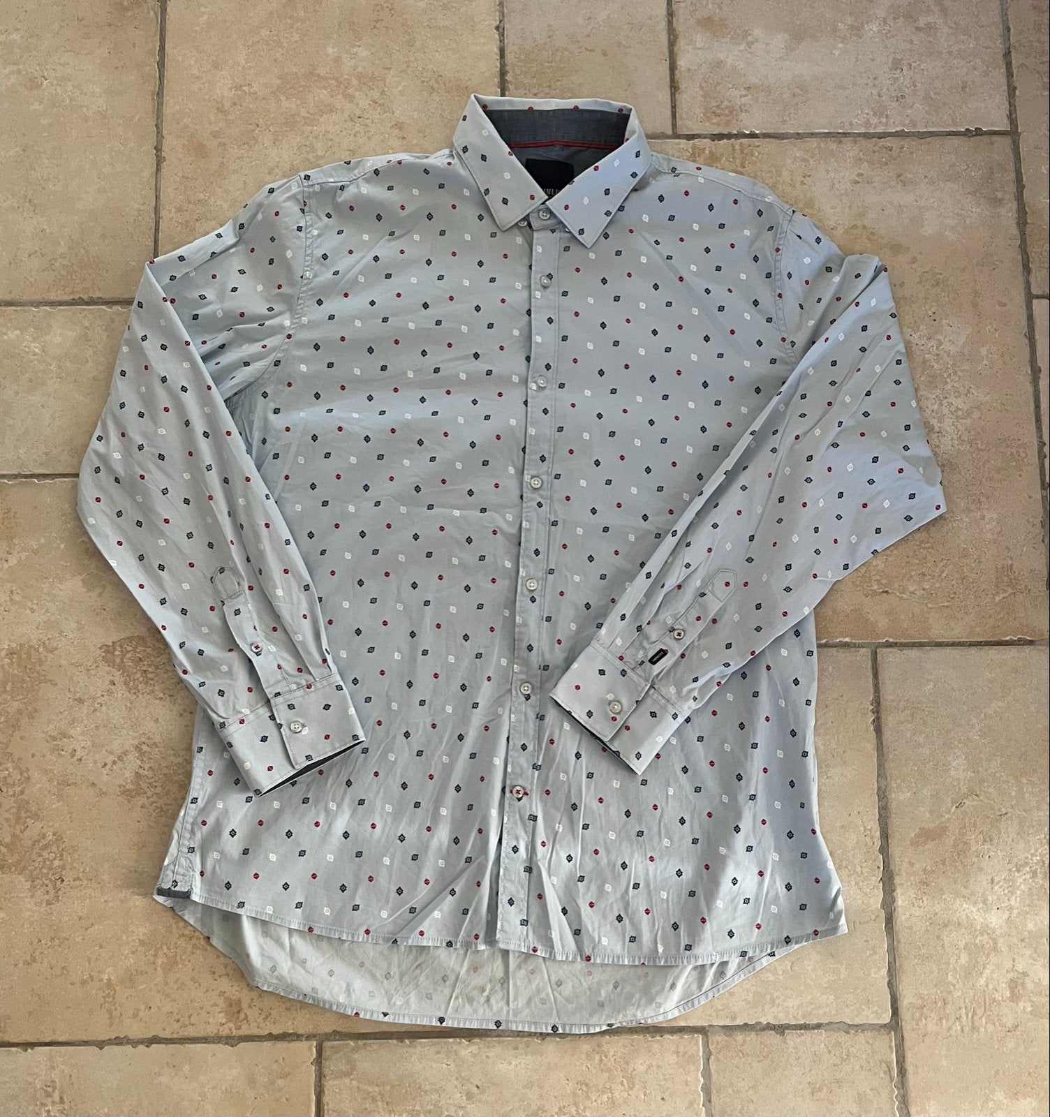 Twinlife heren overhemd XL - Lichtblauw met patroon, Ophalen of Verzenden, Zo goed als nieuw, Blauw, Halswijdte 43/44 (XL)