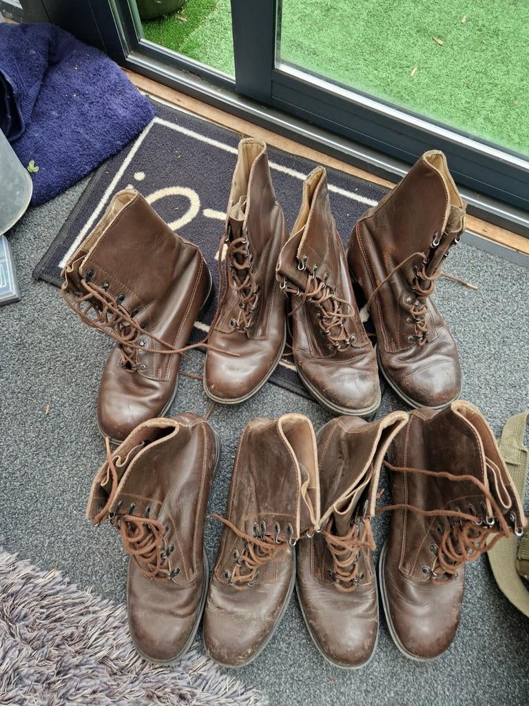 Partij vintage bruine leren veterschoenen/laarzen, Ophalen of Verzenden, Heren, Onbekend