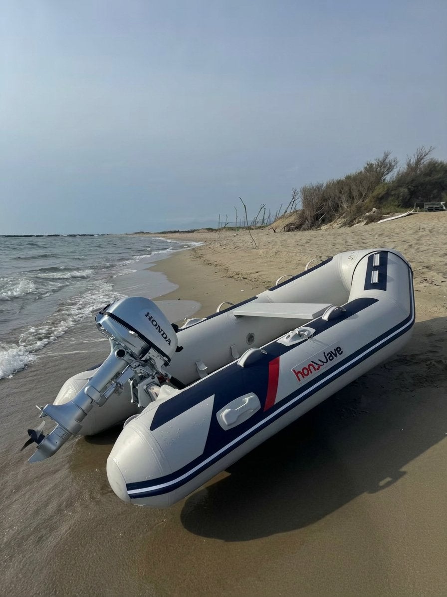 Honwave T27-IE3 rubberboot (excl bbm), Ophalen, Airdeck, Zo goed als nieuw, Peddels