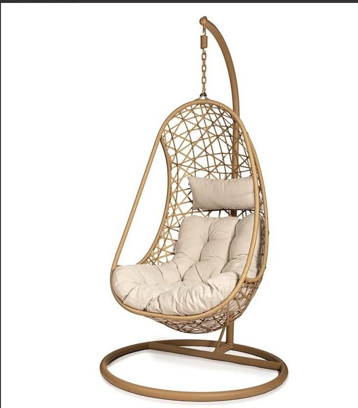 Egg/Ei Hang/schommelstoel swing met standaard en kussens, Ophalen, Overige kleuren, Riet of Rotan, Zo goed als nieuw