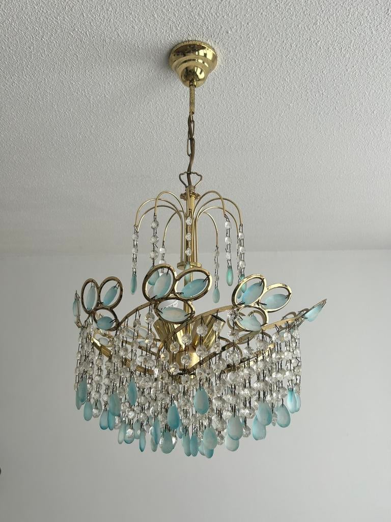 Vintage set 2  stuks Italiaanse swirl kroonluchters, Huis en Inrichting, Lampen | Hanglampen, Ophalen, Gebruikt