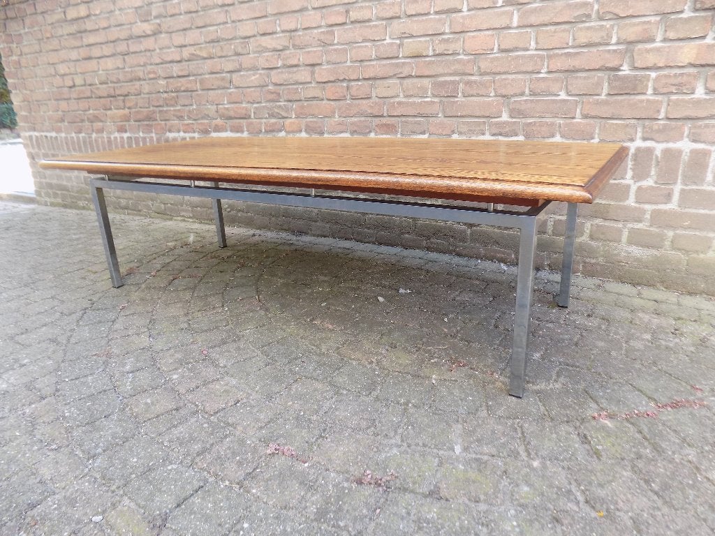 Salontafel XXL jaren 70 80 royaal formaat chroom onderstel, Ophalen of Verzenden, Gebruikt