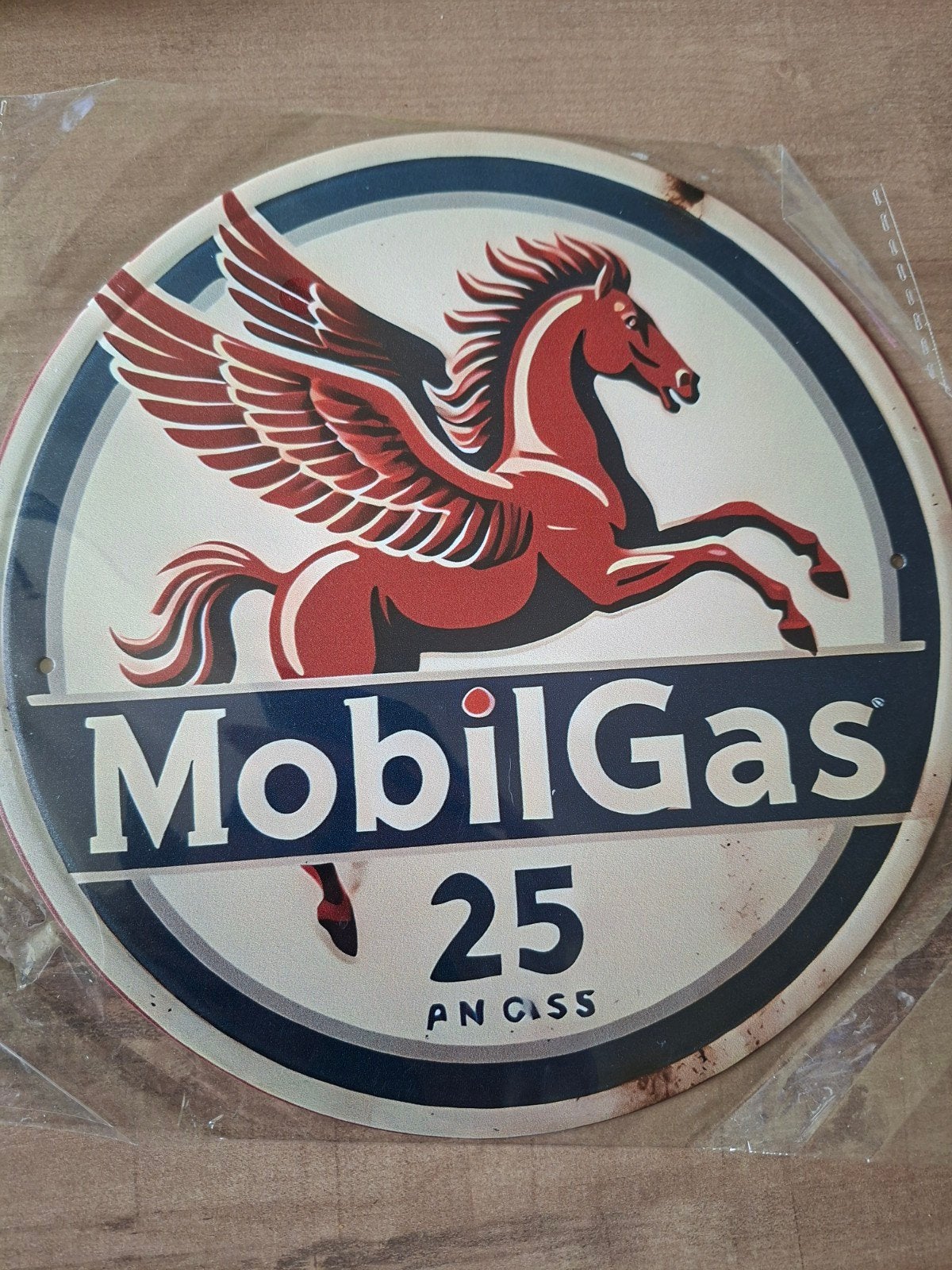 Metalen MobilGas 25 Reclamebord - 20 cm, Verzamelen, Ophalen of Verzenden, Gebruikt, Reclamebord