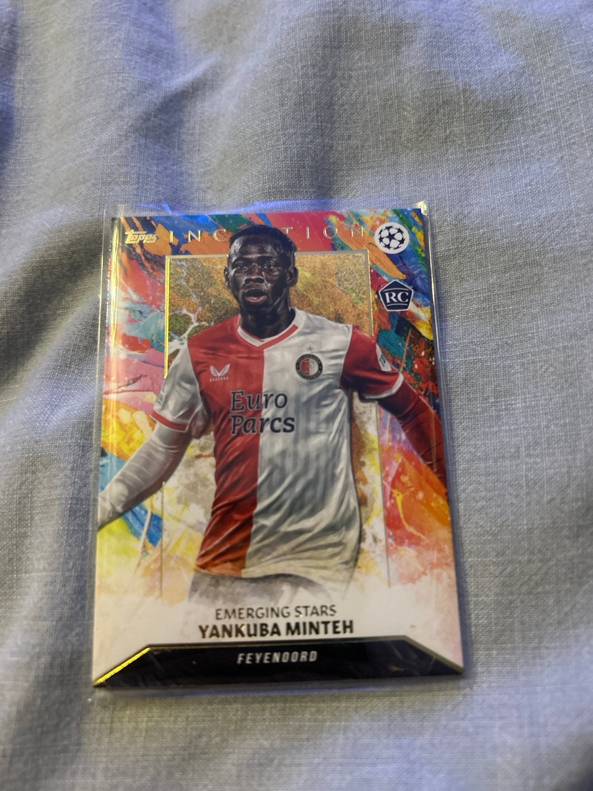 Topps Inception Yankuba Minteh Feyenoord RC Emerging Stars, Ophalen of Verzenden, Zo goed als nieuw, Feyenoord, Spelerskaart