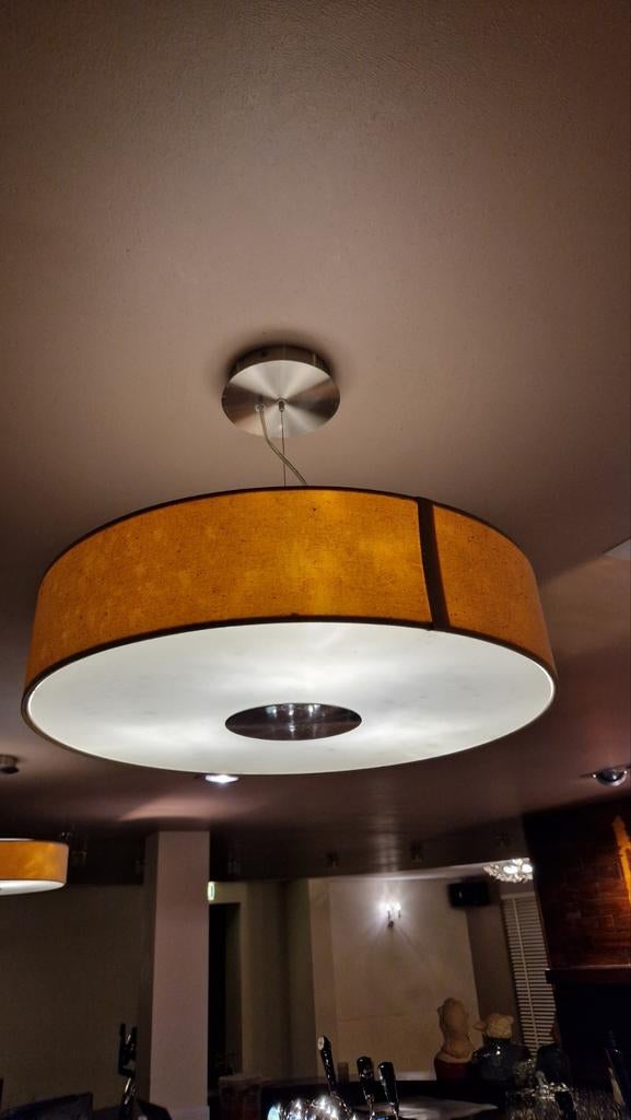 Philips Eseo hanglamp met stoffen kap 6x, Huis en Inrichting, Lampen | Hanglampen, Ophalen, Gebruikt, Modern, Sfeervol, Stof