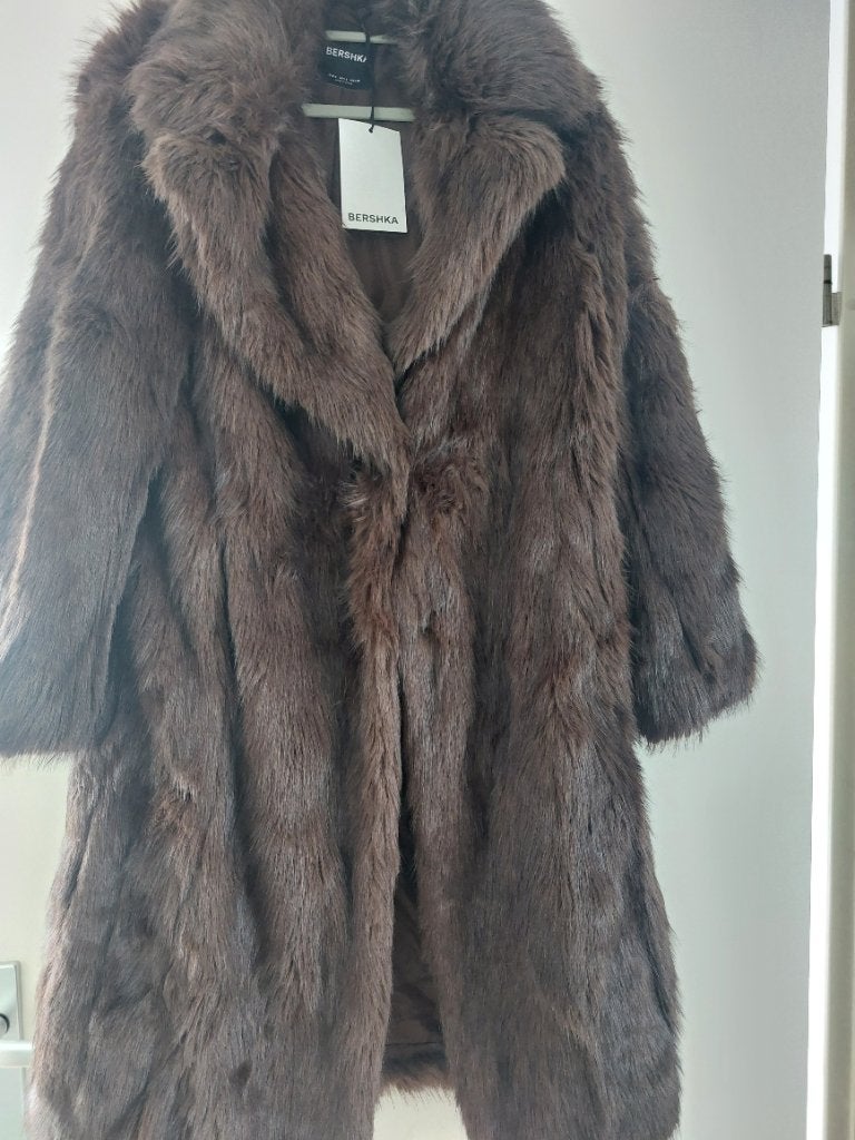 Bontjas Bershka, Bruin, Verzenden, Nieuw, Bershka