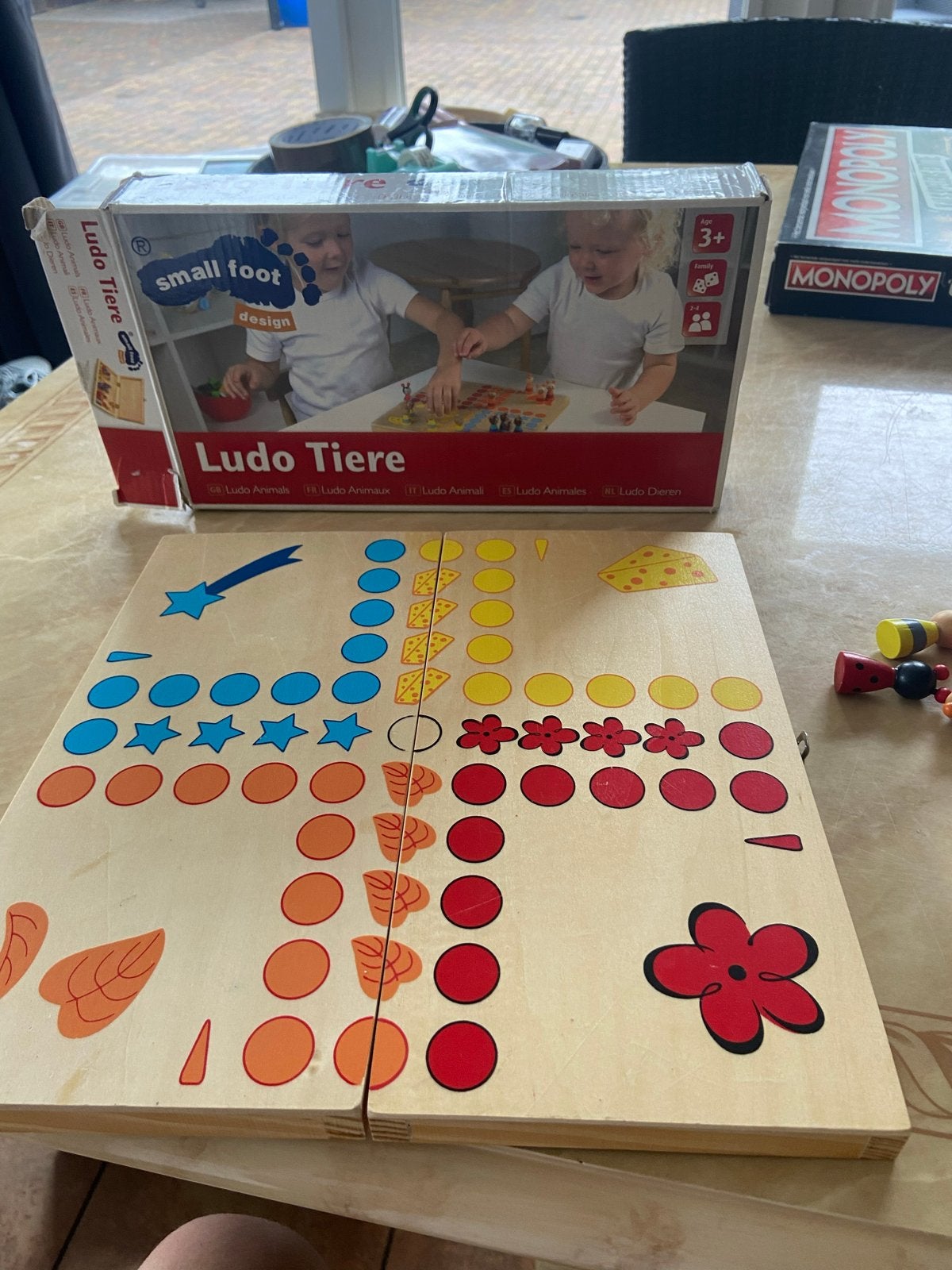 Ludo Tiere - Houten Dierenspel voor Kinderen, Drie of vier spelers, Ophalen of Verzenden, Zo goed als nieuw