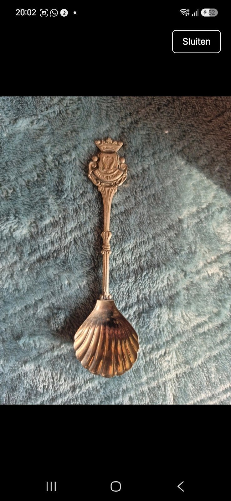 Antieke verzamellepel met kroon en schelp, Ophalen of Verzenden