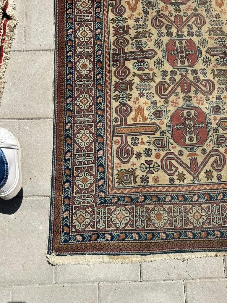 Antieke Shirvan (Sovjet-periode) Tapijt  – 145  107 cm, Gebruikt, Wol, Ophalen of Verzenden, Bruin