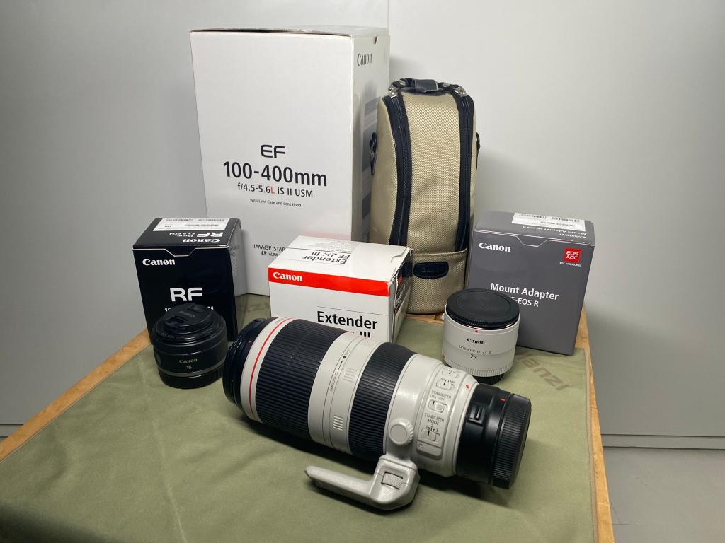 Canon 100-400 F4.5 L II, Extender 2x III, RF 16 F2.8, Ophalen, Zo goed als nieuw, Telelens, Zoom