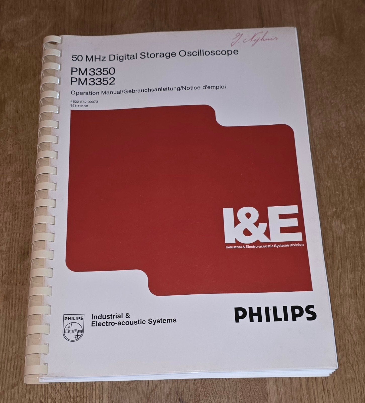 Philips PM3350/PM3352 Oscilloscoop Handleiding, Ophalen of Verzenden, Zo goed als nieuw