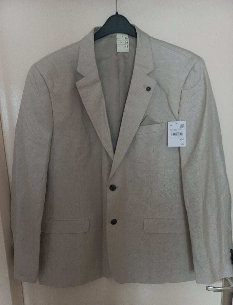 Nieuw stijlvol creme linnen katoen colbert Canda - Maat 54, Maat 52/54 (L), Beige, Nieuw, Ophalen of Verzenden
