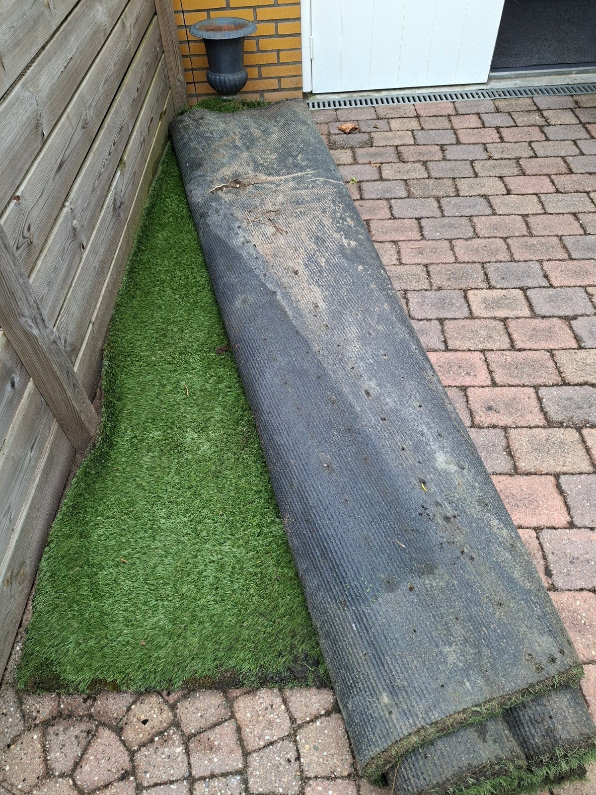 Kunstgras 420x265 cm met hoekuitsparing, Tuin en Terras, Gras en Kunstgras, Ophalen, Gebruikt, 10 tot 20 m², Kunstgras