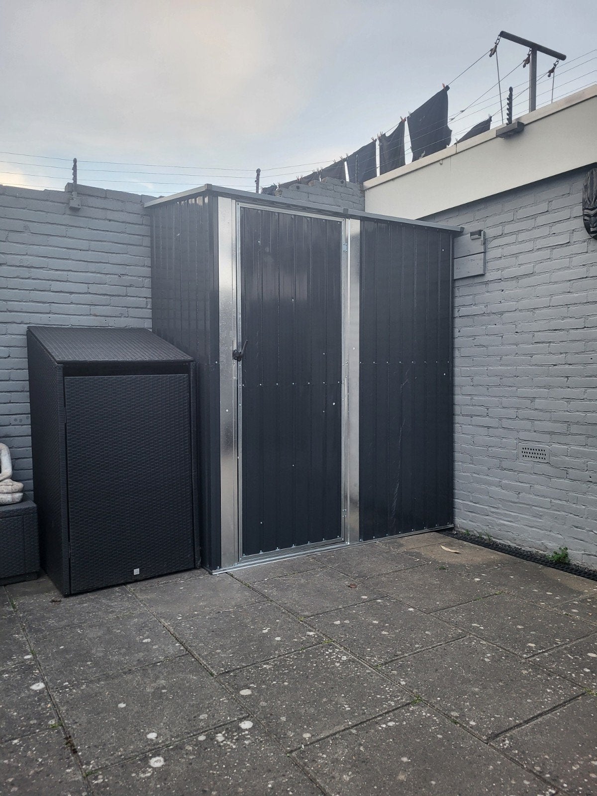 Kliko container ombouw wicker zwart, Ophalen, Kunststof, Containerberging
