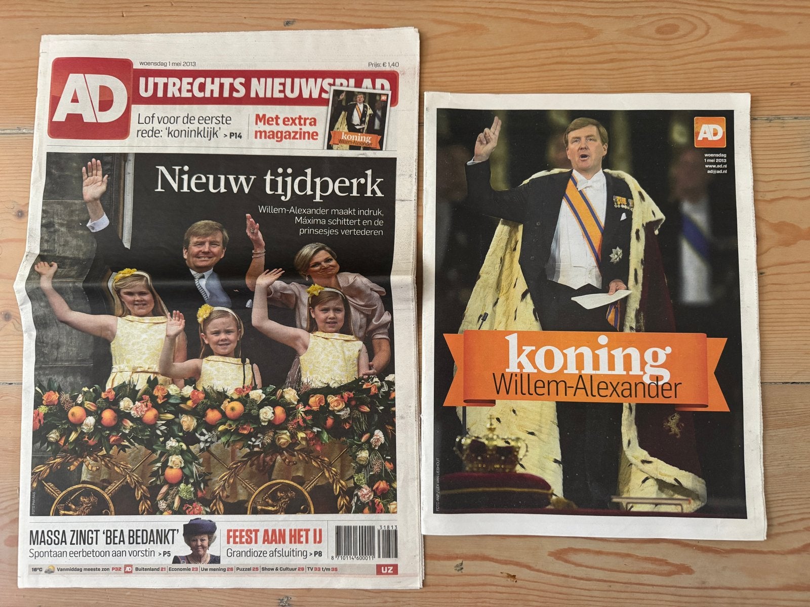 AD 1 mei 2013: Koning Willem-Alexander, rookvrij huis, Boeken, Ophalen of Verzenden, Gelezen, Krant
