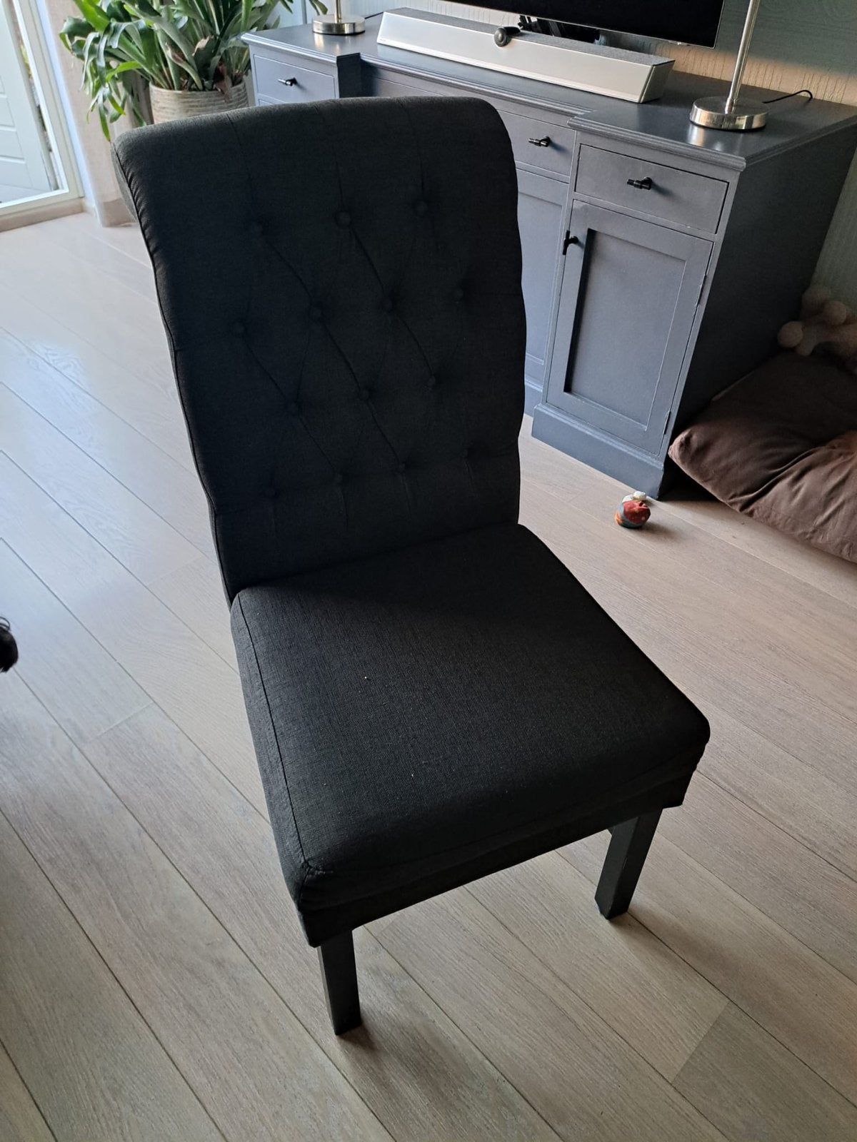 Set van 4 landelijke eetkamerstoelen - grijs, Huis en Inrichting, Ophalen of Verzenden, Vier, Landelijk, Zo goed als nieuw
