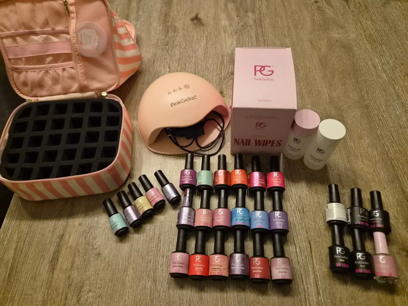 pink gellac set, Ophalen of Verzenden, Zo goed als nieuw, Overige kleuren, Handen en Nagels