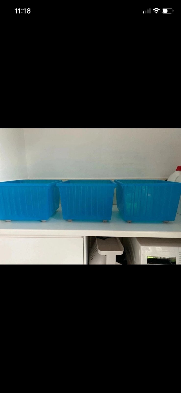 3 blauwe rolcontainers/opbergboxen IKEA  nog als Nieuw, Ophalen of Verzenden, Zo goed als nieuw