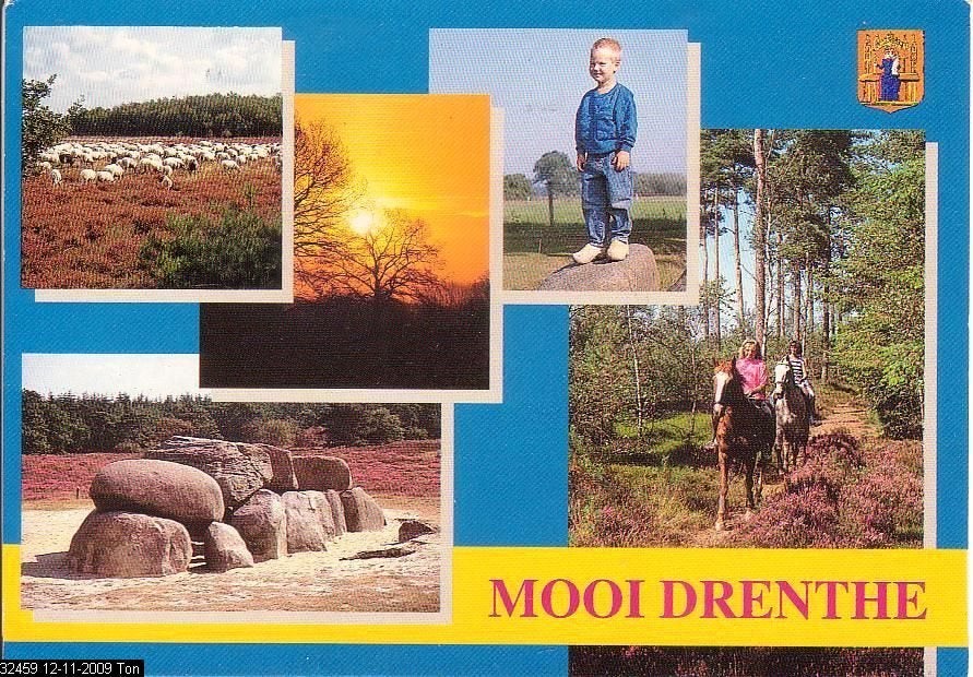 Ansichtkaart 	Drenthe	5-luik	Hunebed	Paard, Verzenden, 1960 tot 1980, Gelopen, Drenthe