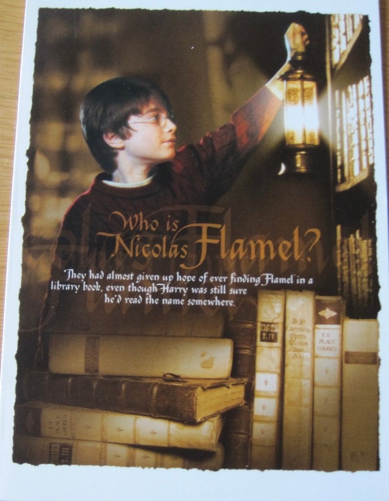 Nieuwe dubbele kaart van Harry Potter -wie is Nicolas Flamel, Ophalen of Verzenden, 1980 tot heden, Ongelopen, Overige thema's