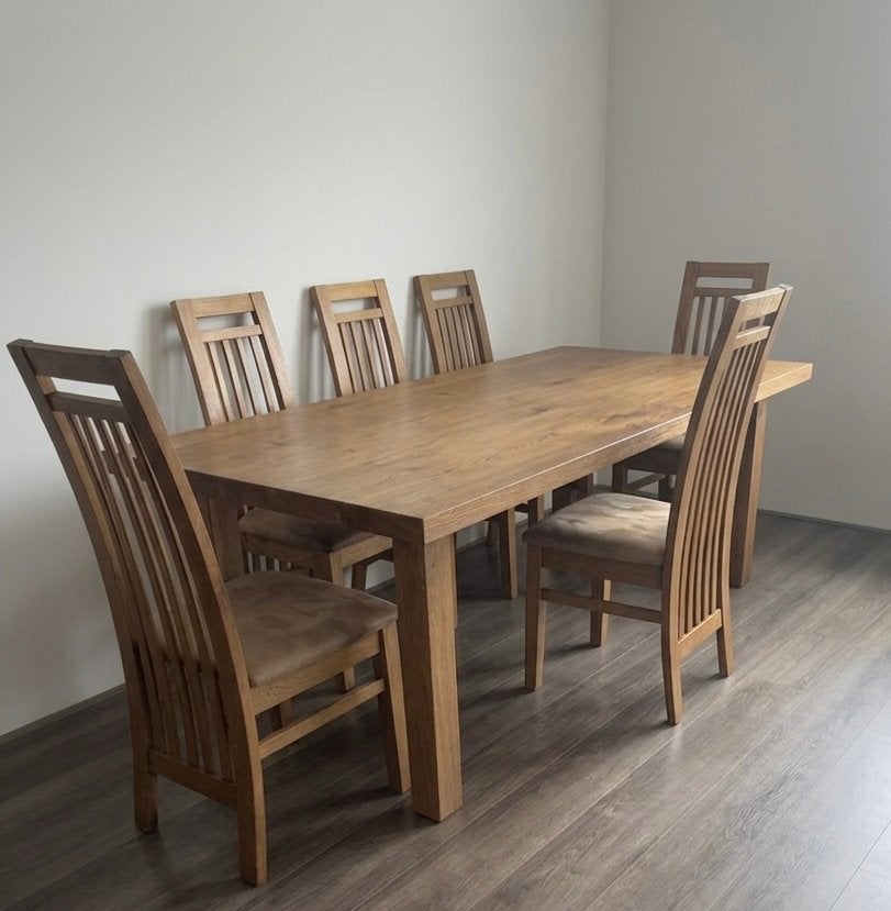 Dining Set: Wooden Table + 6 Chairs, Ophalen, Zo goed als nieuw