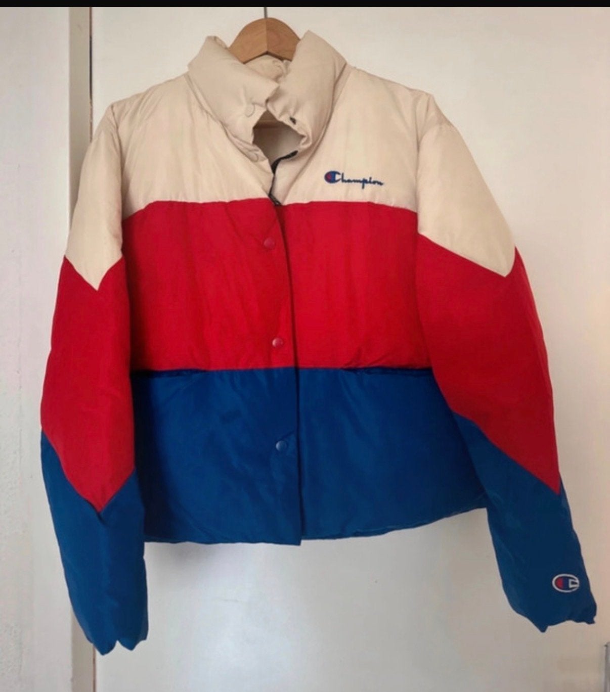 Champion Pufferjack - Rood, Blauw, Beige, Ophalen of Verzenden, Zo goed als nieuw, Maat 38/40 (M), Rood