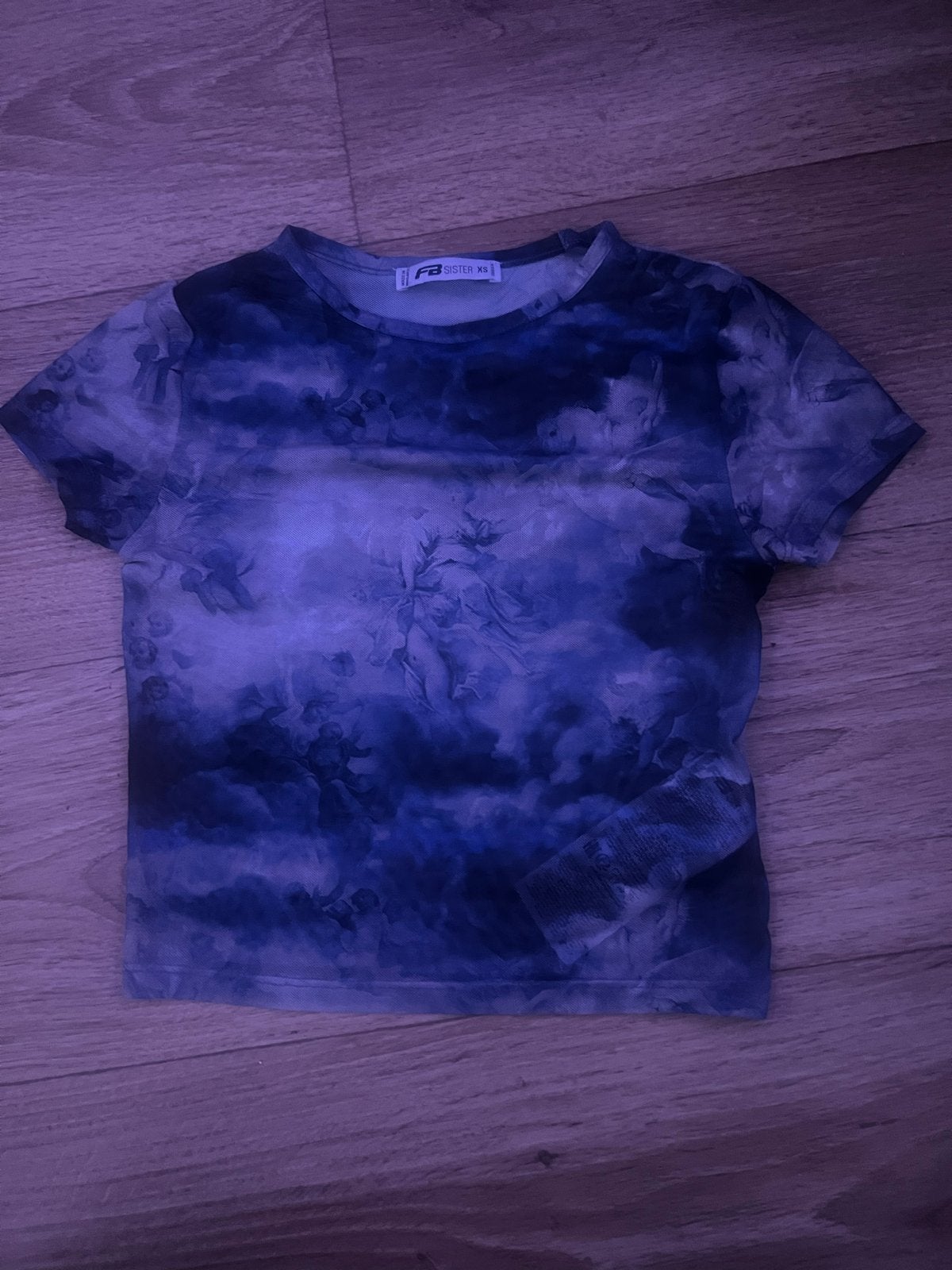 FB Sister XS crop top met korte mouwen, Blauw, Ophalen of Verzenden, Zo goed als nieuw, Korte mouw