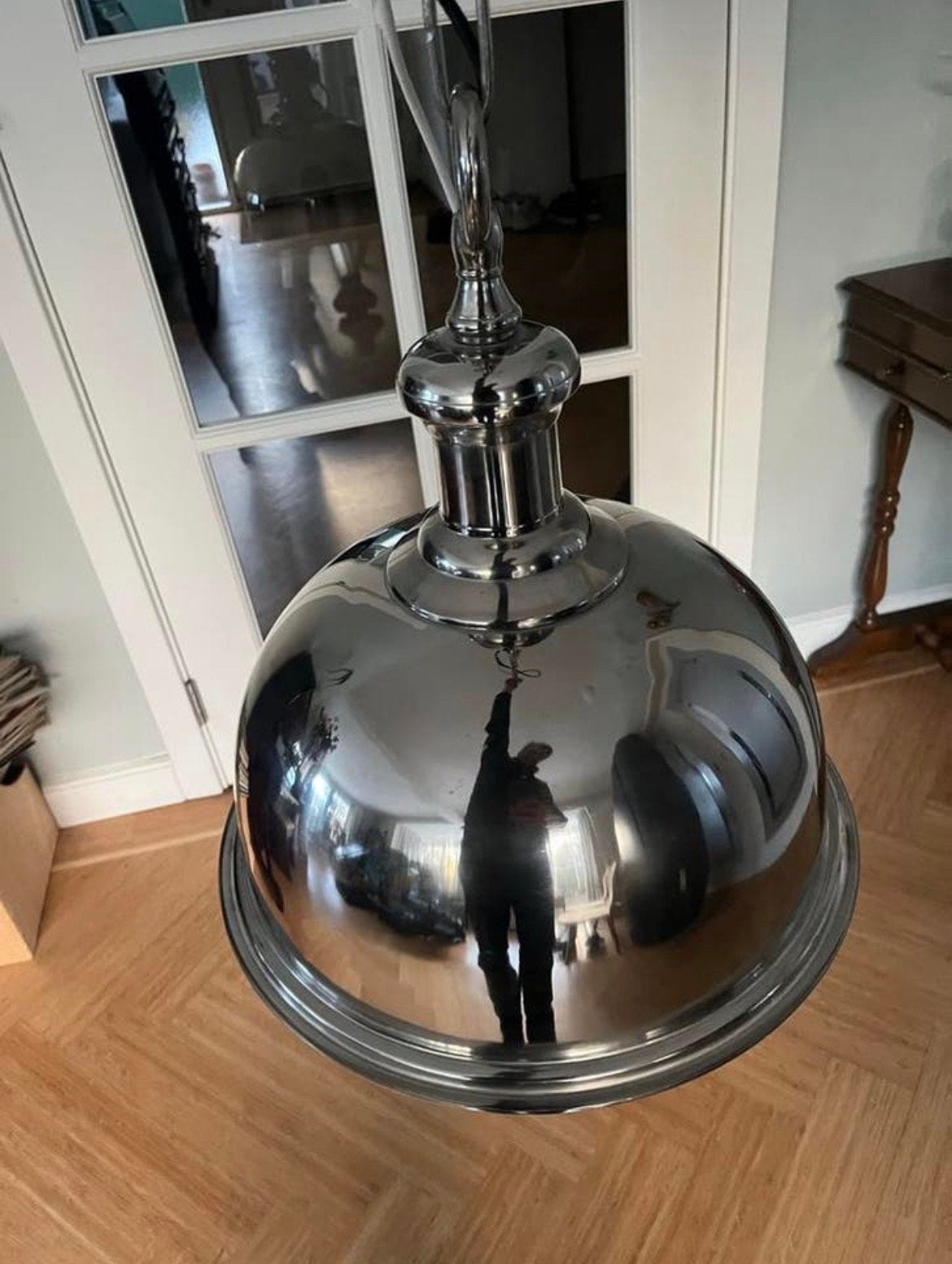 Zilverkleurige Hanglamp - Klassiek & Tijdloos Design, Ophalen of Verzenden, Gebruikt, Metaal