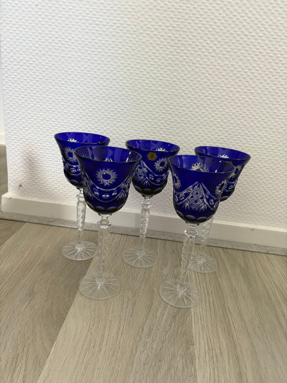 Set van 5 Boheems kristallen glazen uit Tsjechië, Antiek en Kunst, Antiek | Glas en Kristal, Ophalen of Verzenden
