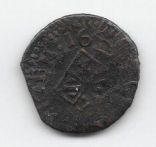Catalonië / Barcelona , Spanje. Denier 1644 Lodewijk XIV, Postzegels en Munten, Verzenden, Overige landen, Losse munt