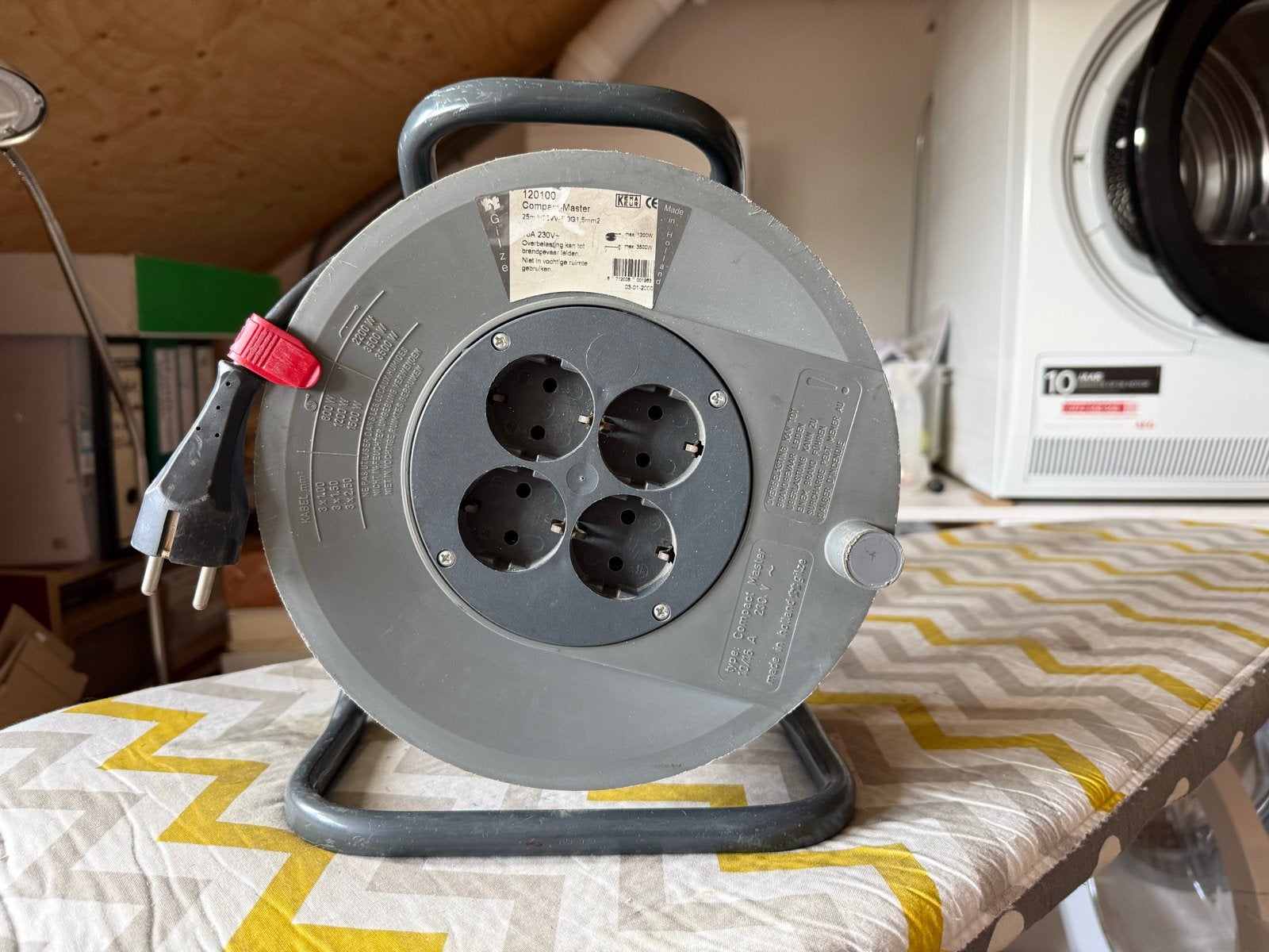Kabelhaspel Gilze Holland 25mtr. met 4 stopcontacten, Ophalen of Verzenden, Gebruikt, Overige merken, Kabelhaspel