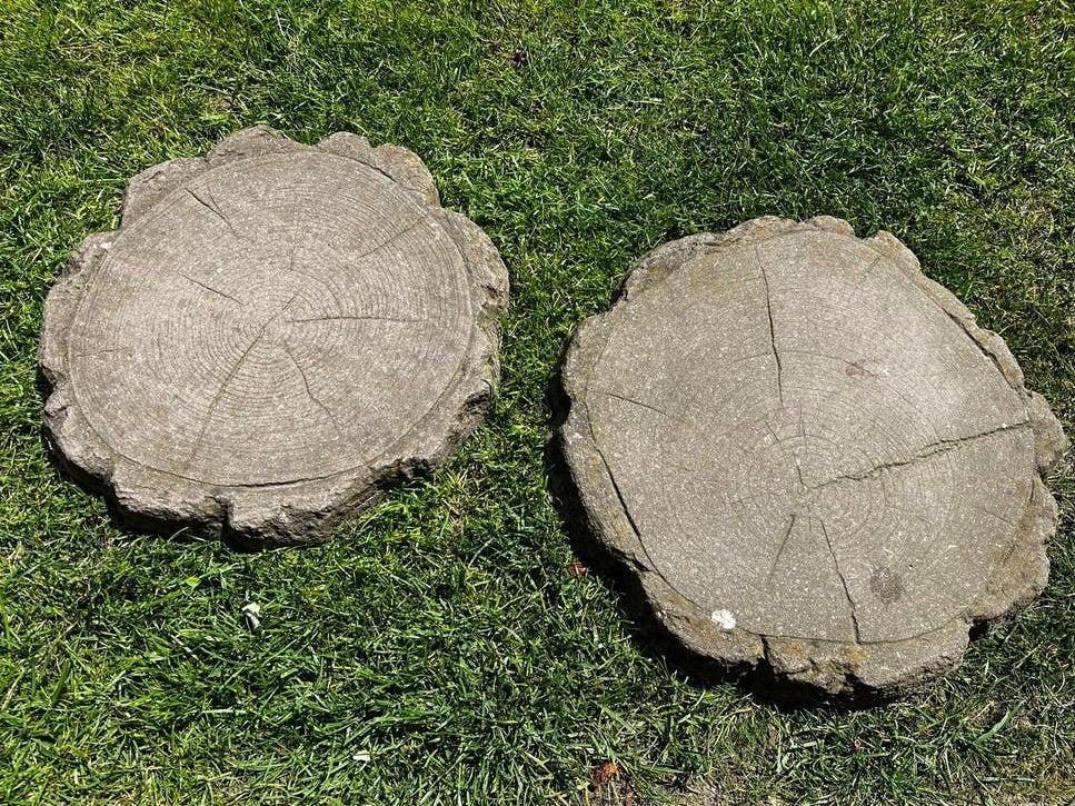 Twee Gardenlux boomstam staptegels, Tuin en Terras, Tegels en Klinkers, Ophalen, Gebruikt, Overige typen, Minder dan 5 m²