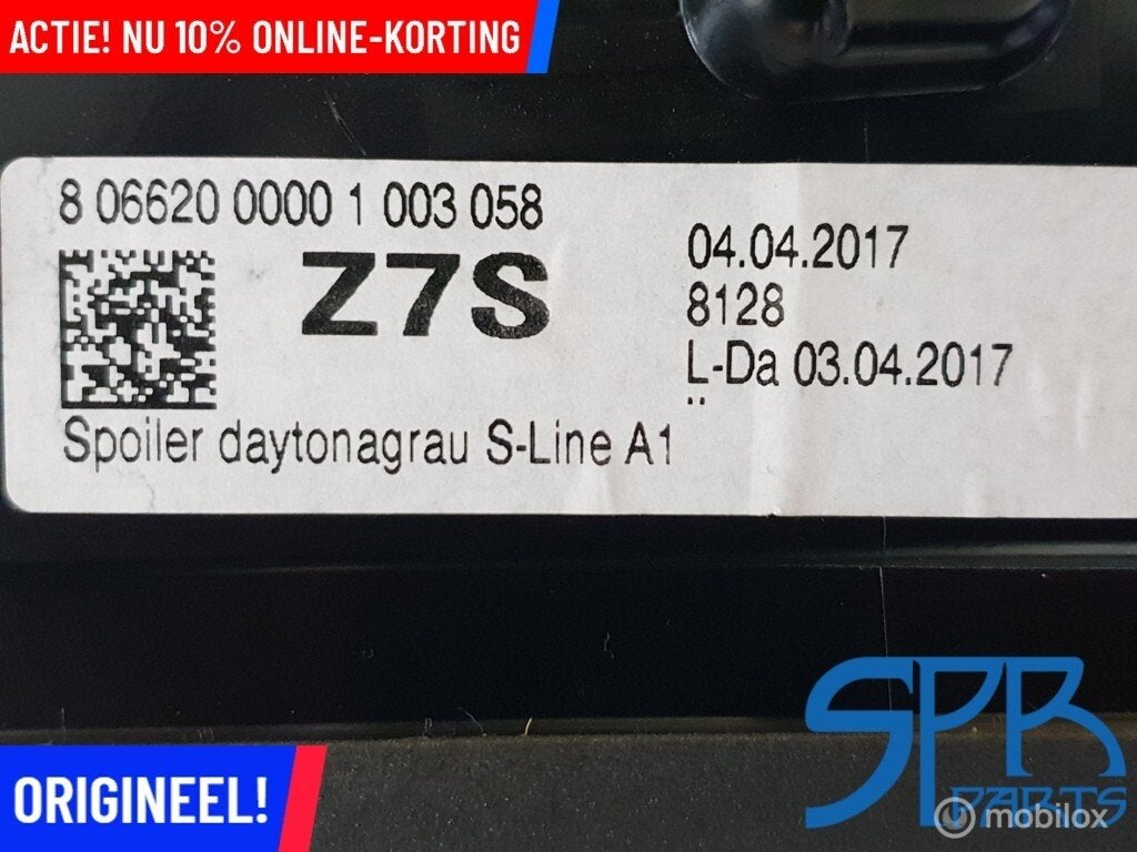 A1 S-Line S1 SPOILER Achterklepspoiler Daytona grijs LZ7S 5D, Audi, Gebruikt, Audi, Ophalen of Verzenden