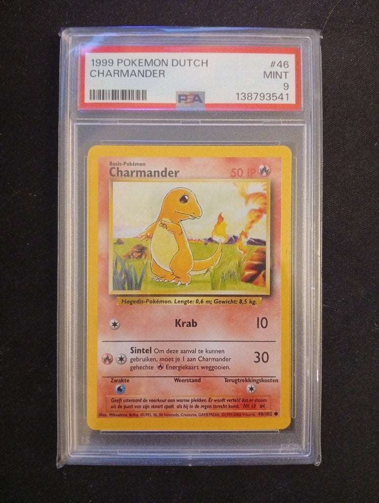 Charmander Nederlands PSA 9 - Base set, Ophalen of Verzenden, Zo goed als nieuw, Losse kaart